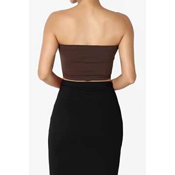 TheMogan Women's Seamless Bandeau Bra Top Stretch Tube Bralette Black/Brown/Navy One Size