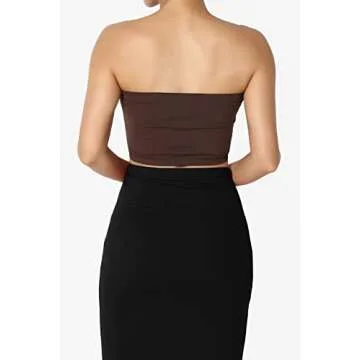 TheMogan Women's Seamless Bandeau Bra Top Stretch Tube Bralette Black/Brown/Navy One Size