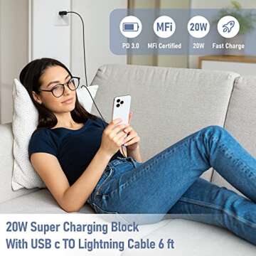 Essri 20W Fast Phone Charger with 10FT Lightning Cable