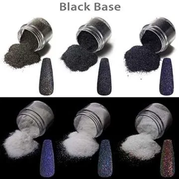 Allstarry 6 Colors Nail Glitter Powder Holographic White Black Nail Shining Sugar Effect Glitter Colorful Cosmetic Festival Powder DIY Nail Art Decoration for Manicure, DIY Crafts
