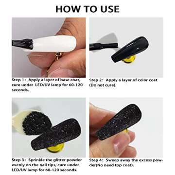 Allstarry 6 Colors Nail Glitter Powder Holographic White Black Nail Shining Sugar Effect Glitter Colorful Cosmetic Festival Powder DIY Nail Art Decoration for Manicure, DIY Crafts