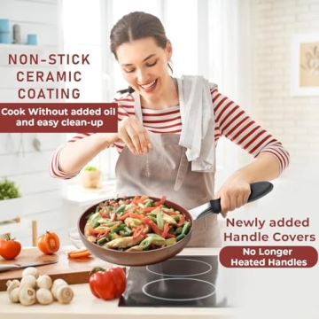 Razab 3 PC Nonstick Copper Frying Pans Skillets Set
