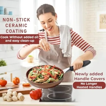 Razab 3 PC Nonstick Copper Frying Pans Skillets Set