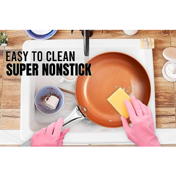 Razab 3 PC Nonstick Copper Frying Pans Skillets Set