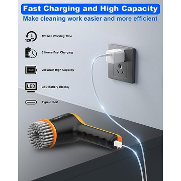 Cordless Electric Spin Scrubber with 4 Brush Heads