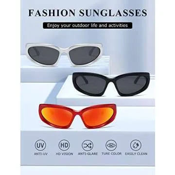 kimorn Wrap Around Polarized Sunglasses Womens men Swift Oval Fashion Sport Shades Sun Glasses (Matte black/Silver Grey/Red)