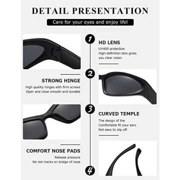 kimorn Wrap Around Polarized Sunglasses Womens men Swift Oval Fashion Sport Shades Sun Glasses (Matte black/Silver Grey/Red)