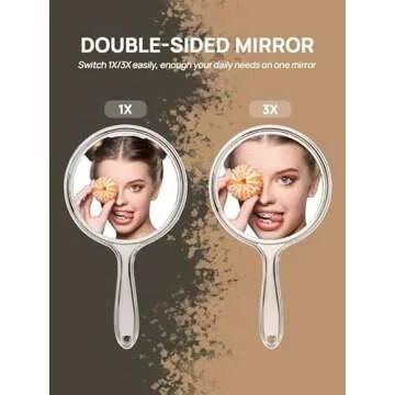 OMIRO Hand Mirror Set 1X/3X Magnification for Beauty