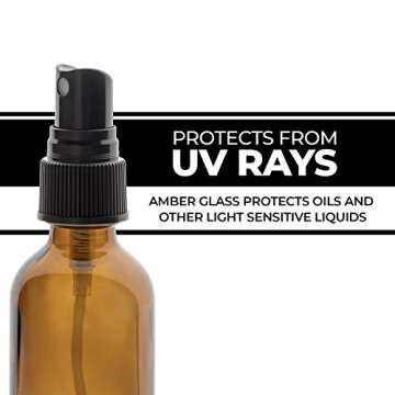 Set of 12, 2oz Amber Glass Spray Bottles for Essential Oils - with Fine Mist Sprayers - Made in the USA