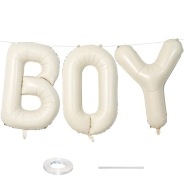 40 Inch Beige BOY Balloons for Baby Showers and Birthday Parties
