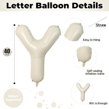 40 Inch Beige BOY Balloons for Baby Showers and Birthdays