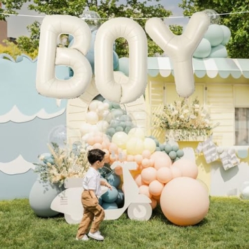 40 Inch Beige BOY Balloons for Baby Showers and Birthdays