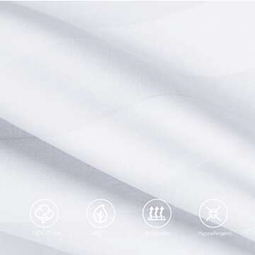 100% Egyptian Cotton Queen Pillow Protectors Set of 4, 400 Thread Count Sateen Weave White Cooling P...