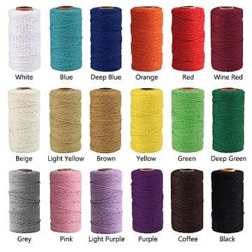 flipped (109 Yards/1.5mm/35 Colors Optional) 109 DIY Macrame Cord Craft Macramé Cotton Baker Twine ...