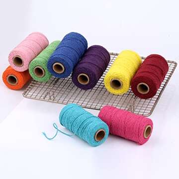 flipped (109 Yards/1.5mm/35 Colors Optional) 109 DIY Macrame Cord Craft Macramé Cotton Baker Twine Craft Making Knitting Cord Rope DIY Wedding Decor Supply Christmas Wrapping String Rope (Beige)