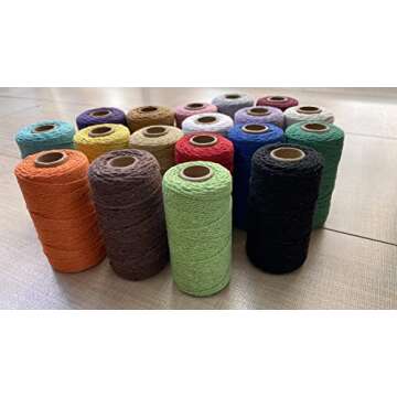 flipped (109 Yards/1.5mm/35 Colors Optional) 109 DIY Macrame Cord Craft Macramé Cotton Baker Twine Craft Making Knitting Cord Rope DIY Wedding Decor Supply Christmas Wrapping String Rope (Beige)