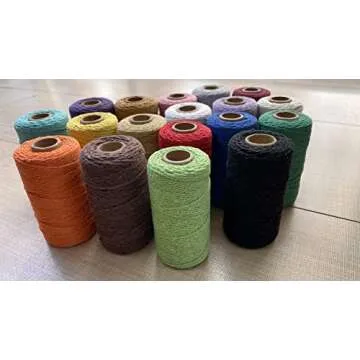 flipped (109 Yards/1.5mm/35 Colors Optional) 109 DIY Macrame Cord Craft Macramé Cotton Baker Twine Craft Making Knitting Cord Rope DIY Wedding Decor Supply Christmas Wrapping String Rope (Beige)