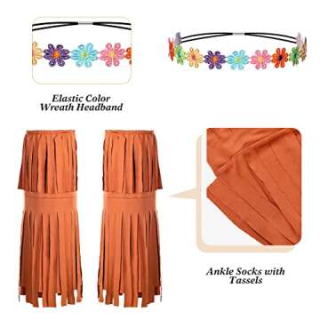 70's Women Hippie Costume Set for Parties and Halloween