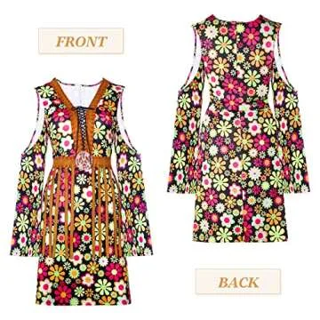 70's Women Hippie Costume Set for Parties and Halloween