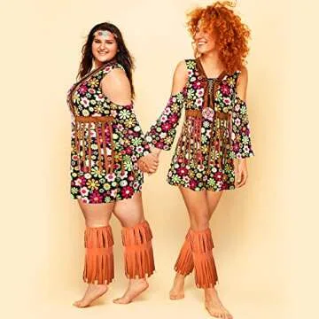 70's Women Hippie Costume Set for Parties and Halloween