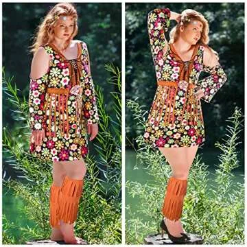 70's Women Hippie Costume Set for Parties and Halloween