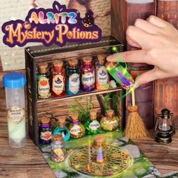Alritz Mystery Potions Kit for Kids, 20 Magic Mix Witch Potion Bottles, Happy Decorations Ornaments Pumpkin Table Craft Toys Gift for Boys Girls Age 6 7 8 9 10 11+ Indoor Outdoor Christmas Party Decor