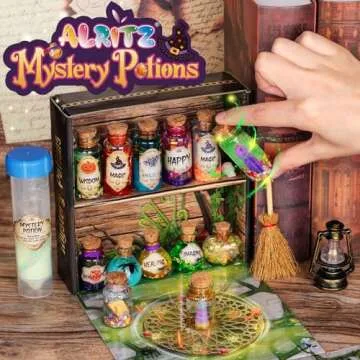 Alritz Mystery Potions Kit for Kids, 20 Magic Mix Witch Potion Bottles, Happy Decorations Ornaments Pumpkin Table Craft Toys Gift for Boys Girls Age 6 7 8 9 10 11+ Indoor Outdoor Christmas Party Decor