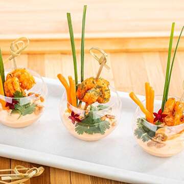 Restaurantware 2 Ounce Round Plastic Bowls 100 Disposable Sphere Cups - Premium Does Not Shatter Easily Clear Plastic Appetizer Bowls Versatile For Weddings Parties Or Birthdays