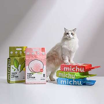 Michu Tofu Cat Litter, 5.5lb/88oz, Watermelon Scent, Natural Clumping, Best Cat Litter