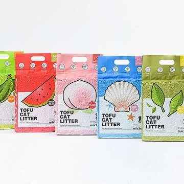 Michu Tofu Cat Litter, 5.5lb/88oz, Watermelon Scent, Natural Clumping, Best Cat Litter