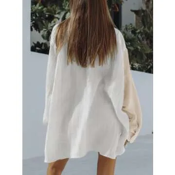 Fixmatti Women Two Piece Button Down Outfits Long Sleeve Shirt and Short Set Sweatsuit Loungewear Colorblock S