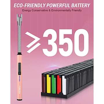 Candle Lighter Electric Arc Lighter with USB Rechargeable Battery Plasma Flameless & Windproof Lighters Double Safety Switch (Rose Gold)