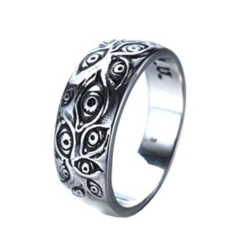 PMTIER Men's Vintage Stainless Steel Engraved Eye of God Signet Ring - Size 13
