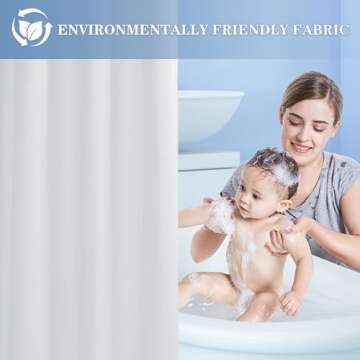 Nasitos Extra Long Fabric Shower Curtain Liners 2 Pack - W72 x H96 - Water Repellent & Washable Clot...