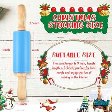 10 Pcs Small Rolling Pin Kids 9 Inch Mini Rolling Pin Silicone Wooden Rolling Pins Baking 5 Colors N...
