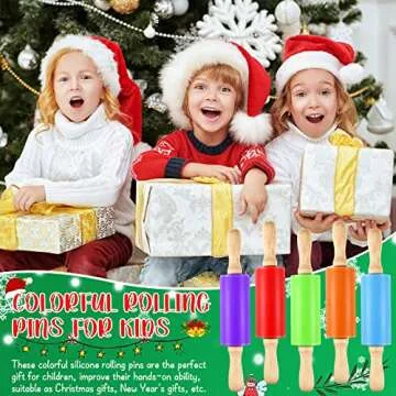 10 Pcs Small Rolling Pin Kids 9 Inch Mini Rolling Pin Silicone Wooden Rolling Pins Baking 5 Colors Non Stick Kids Rolling Pin with Wooden Handle for Kitchen Dough Cookie Pastry Fondant Cake