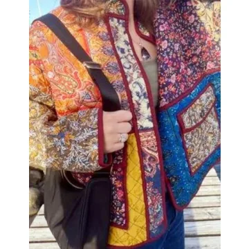 Wyeysyt Women's Floral Cropped Puffer Jacket for Spring