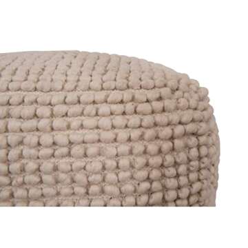 Creative Co-Op Square Wool Beige Pouf