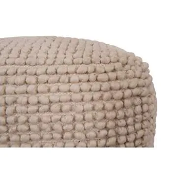 Creative Co-Op Square Wool Beige Pouf