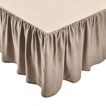 Amazon Basics Lightweight Ruffled Bed Skirt, Classic Style, Soft and Stylish 100% Microfiber with 16" drop-Full, Taupe