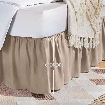 Amazon Basics Lightweight Ruffled Bed Skirt, Classic Style, Soft and Stylish 100% Microfiber with 16" drop-Full, Taupe