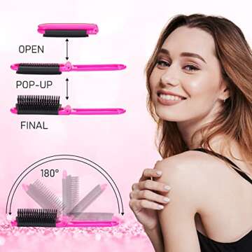 Chunful 30 Pcs Folding Hair Brush Set with Mirror Travel Hair Brush Portable Mini Brush for Women Me...
