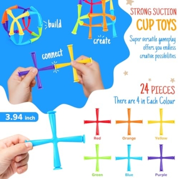 Suction Cup Bath Fidget Toys for Kids Age 3-5, 24Pcs Set