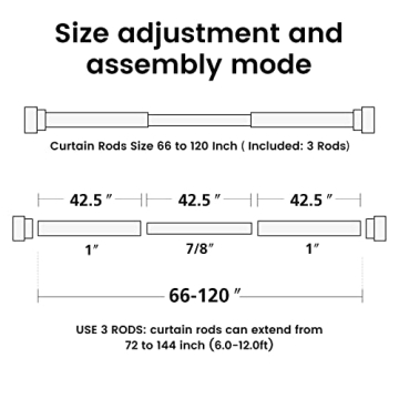 Heavy Duty Curtain Rods for 66-120 Inch Windows in Black