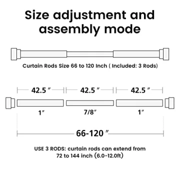 Heavy Duty Curtain Rods for 66-120 Inch Windows in Black