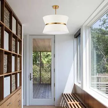 ELYCCUPA Modern Off-White Chandelier, Adjustable Pendant Light