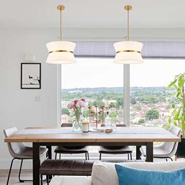 ELYCCUPA Modern Off-White Chandelier, Adjustable Pendant Light