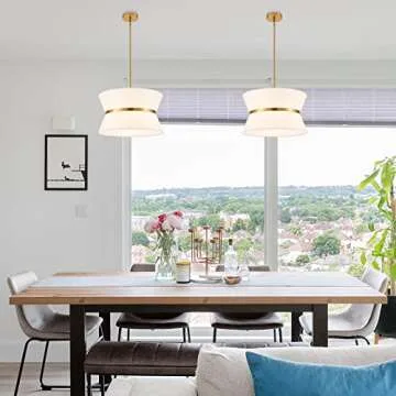 ELYCCUPA Modern Off-White Chandelier, Adjustable Pendant Light