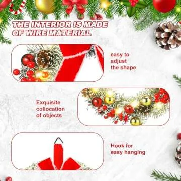 Ceenna Pre-lit Christmas Wreaths with Timer & Lights