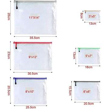 Oaimyy-18Pcs,Plastic Mesh Zipper Pouch Document Folders Bag Zipper Zip File Folders for Office Suppl...